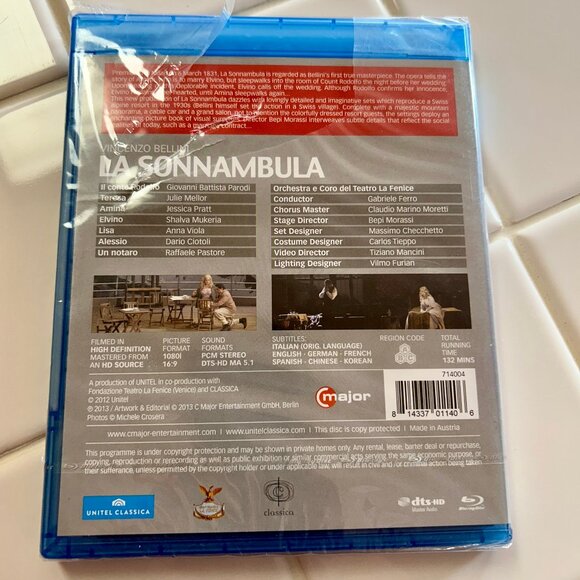 Blu-Ray Sealed La Sonnanambula Bellini Opera New In Packaging - Picture 2 of 9